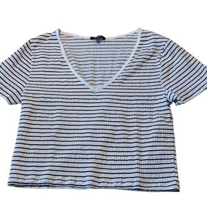Ambiance Juniors 2X Striped Crop Top Baby Tee NEW